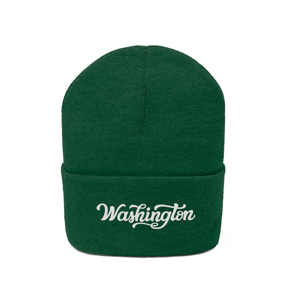 Washington Beanie - Adult Hand Lettered Embroidered Washington Knit Hat
