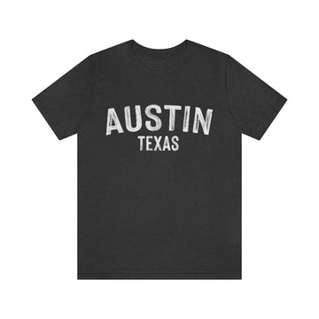 Buy dark-grey-heather Austin, Texas Shirt - Paint Text Unisex Austin T-Shirt