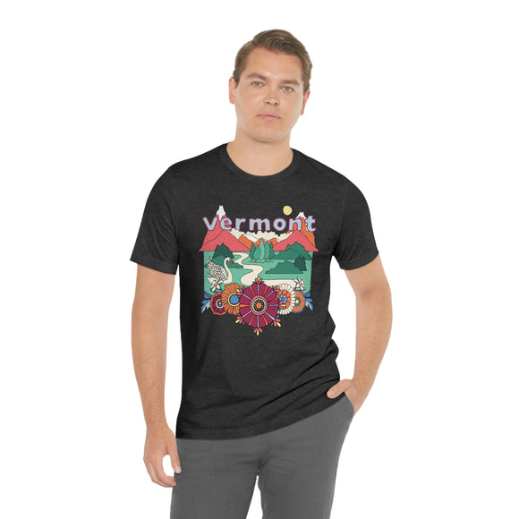 Vermont Shirt, Vermont Retro T-Shirt, Hippie Style Vermont tee, Vermont Mountain Shirt