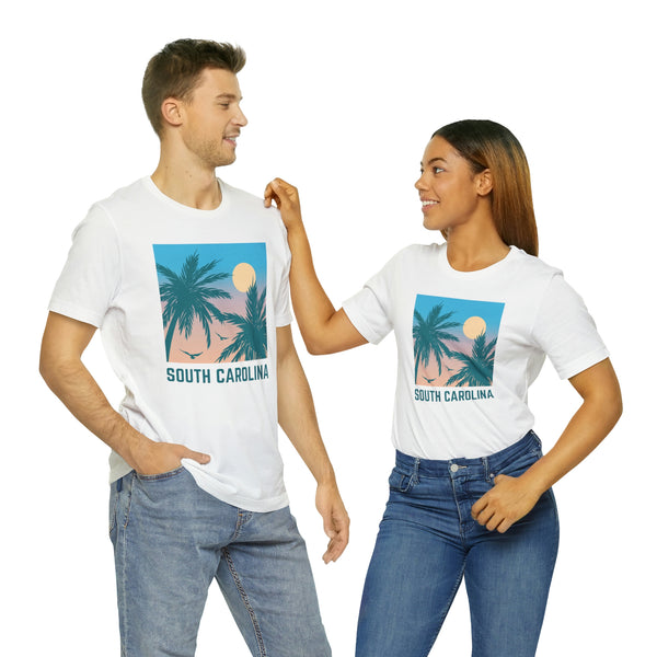 South Carolina T-Shirt - Retro Palm Tree & Beach Unisex South Carolina Shirt