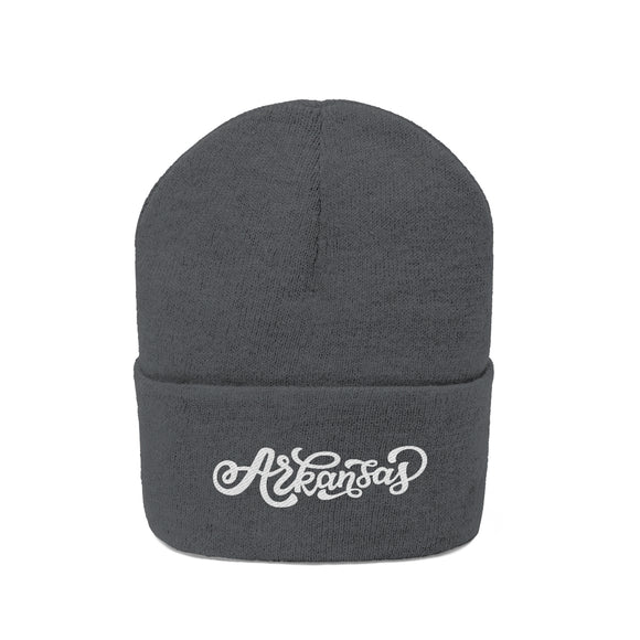Arkansas Beanie - Adult Hand Lettered Embroidered Arkansas Knit Hat