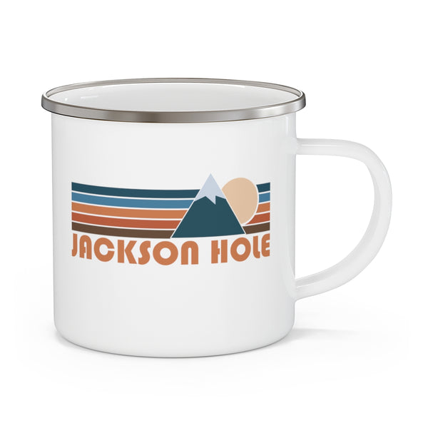Jackson Hole, Wyoming Camp Mug - Retro Mountain Enamel Campfire Jackson Hole Mug