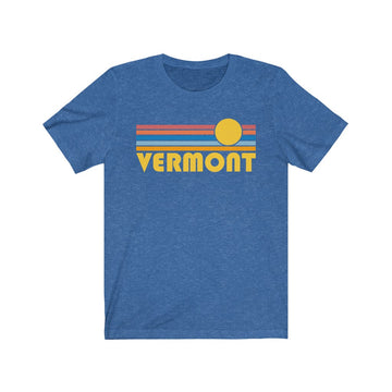 Vermont T-Shirt - Retro Sunrise Adult Unisex Vermont T Shirt