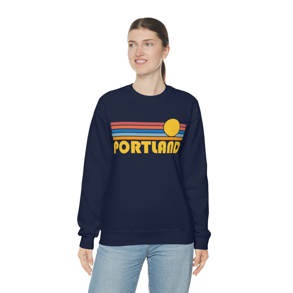 Portland, Oregon Sweatshirt - Retro Sunrise Unisex