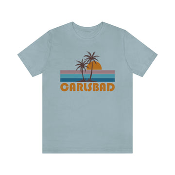 Buy light-blue Carlsbad, California T-Shirt - Retro Palm Tree Unisex Carlsbad Shirt