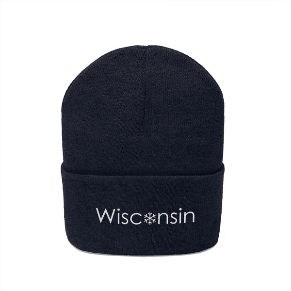 Wisconsin Knit Beanie - Adult Embroidered Snowflake Wisconsin Knit Hat
