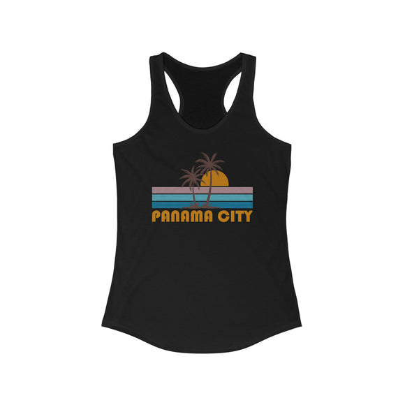 Panama City, Florida Women's Tank - Retro Palm Tree Women's Racerback Panama City Tank Top