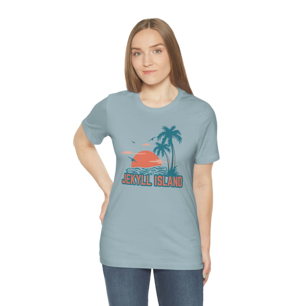Jekyll Island, Georgia T-Shirt - Retro Palm Tree & Beach Unisex Jekyll Island Shirt