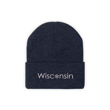 Buy true-navy Wisconsin Knit Beanie - Adult Embroidered Snowflake Wisconsin Knit Hat