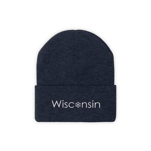 Wisconsin Knit Beanie - Adult Embroidered Snowflake Wisconsin Knit Hat
