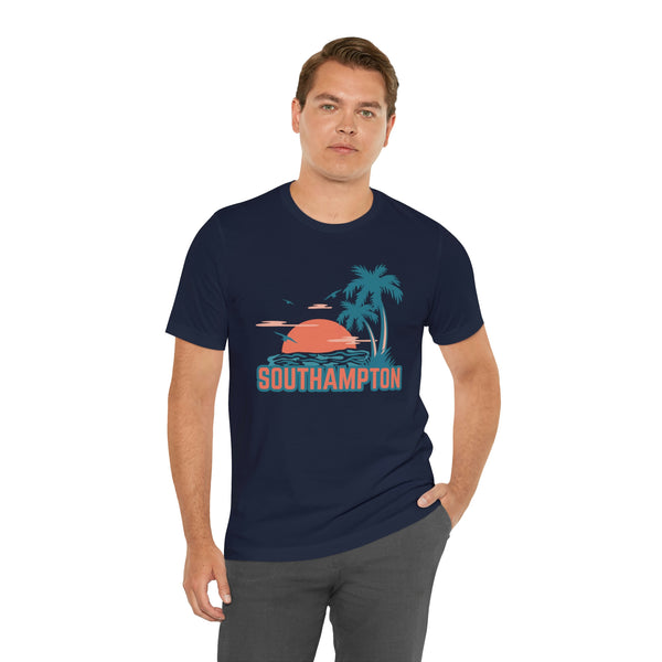 Southampton, New York T-Shirt - Retro Palm Tree & Beach Unisex Southampton Shirt