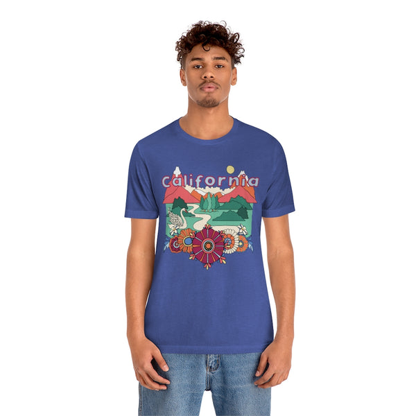 California T-Shirt - Retro Mountain / Hippie Style California Shirt