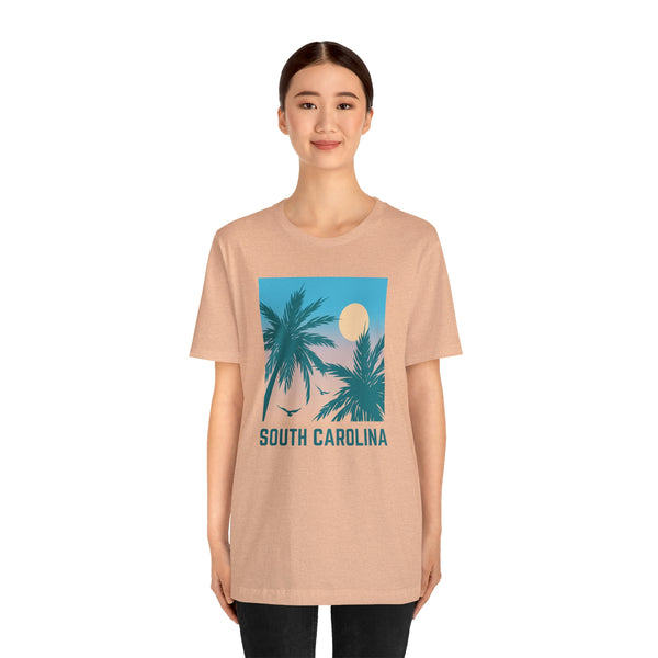 South Carolina T-Shirt - Retro Palm Tree & Beach Unisex South Carolina Shirt