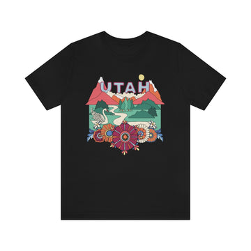 Buy black Utah T-Shirt - Retro Mountain / Hippie Style Utah Shirt