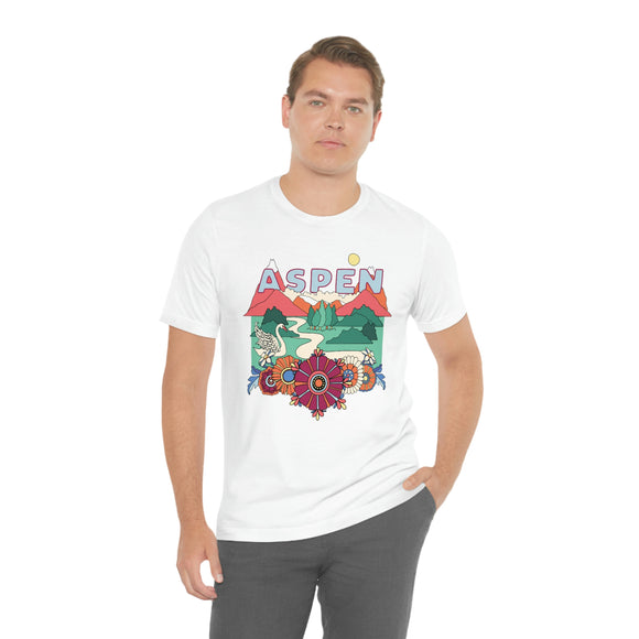 Aspen Shirt, Colorado Retro T-Shirt, Hippie Style Colorado tee, Aspen Mountain Shirt