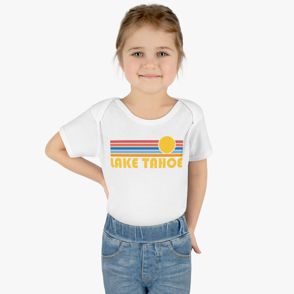 Lake Tahoe Baby Bodysuit - Retro Sun Lake Tahoe, California Baby Bodysuit