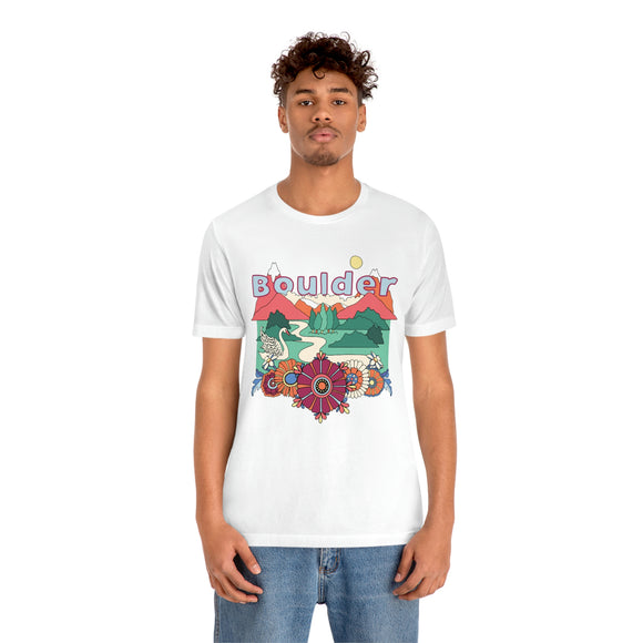 Boulder Shirt, Colorado Retro T-Shirt, Hippie Style Colorado tee, Boulder Mountain Shirt