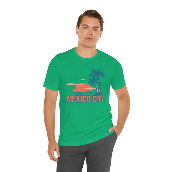 Mexico City, Mexico T-Shirt - Retro Palm Tree & Beach Unisex Mexico City Shirt