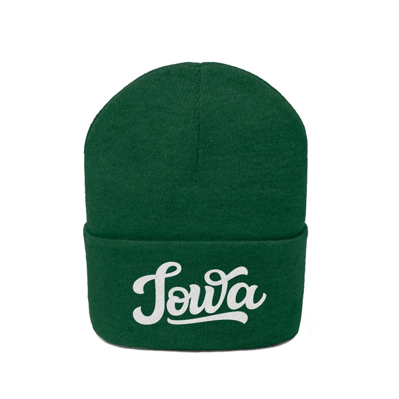 Iowa Beanie - Adult Hand Lettered Embroidered Iowa Knit Hat