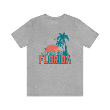 Buy athletic-heather Florida T-Shirt - Retro Palm Tree &amp; Beach Unisex Florida Shirt