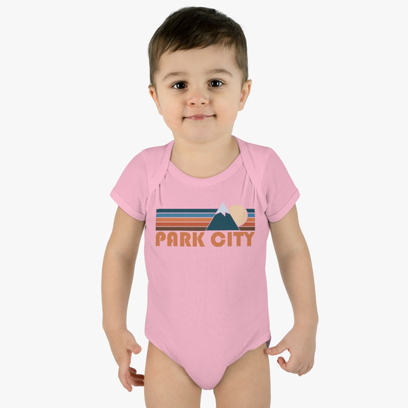 Park City Baby Bodysuit - Retro Mountain Park City, Utah Baby Bodysuit