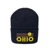 Ohio Beanie - Adult Embroidered Retro Sunset Ohio Knit Hat