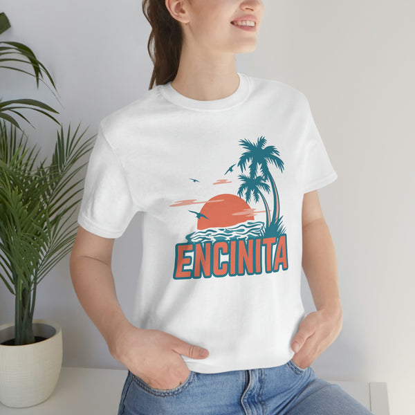 Encinitas, California T-Shirt - Retro Palm Tree & Beach Unisex Encinitas Shirt