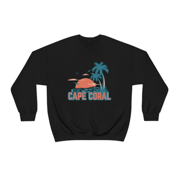 Cape Coral, Florida Sweatshirt - Unisex Retro Palm Tree Crewneck Cape Coral Sweatshirt