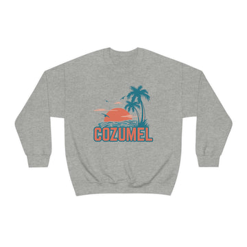 Buy sport-grey Cozumel, Mexico Sweatshirt - Unisex Retro Palm Tree Crewneck Cozumel Sweatshirt
