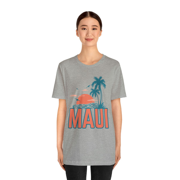 Maui, Hawaii T-Shirt - Retro Palm Tree & Beach Unisex Maui Shirt