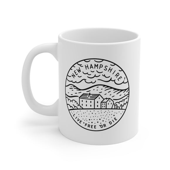 New Hampshire Mug - State Design White Ceramic New Hampshire Mug (11oz & 15oz)