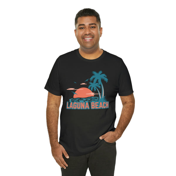 Laguna Beach, California T-Shirt - Retro Palm Tree & Beach Unisex Laguna Beach Shirt