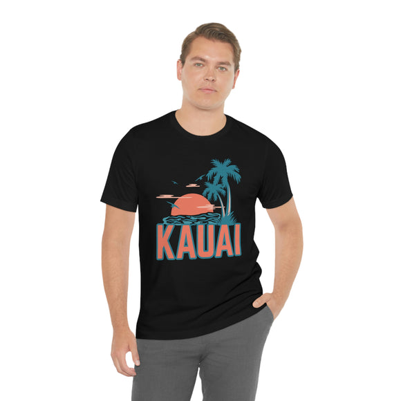 Kauai, Hawaii T-Shirt - Retro Palm Tree & Beach Unisex Kauai Shirt