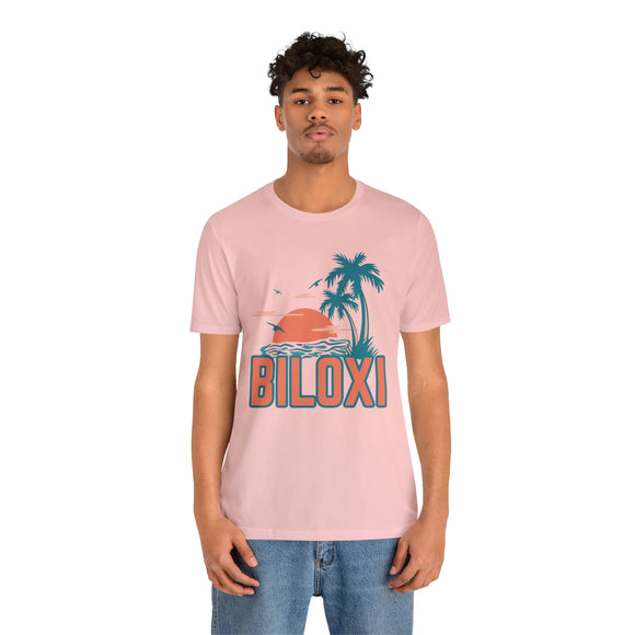 Biloxi, Mississippi T-Shirt - Retro Palm Tree & Beach Unisex Biloxi Shirt