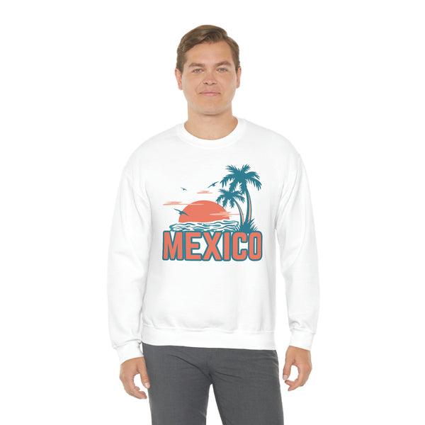 Mexico Sweatshirt - Unisex Retro Palm Tree Mexico Crewneck Sweatshirt