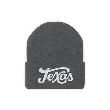 Buy graphite-heather Texas Beanie - Adult Hand Lettered Embroidered Texas Knit Hat