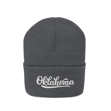 Oklahoma Beanie - Adult Hand Lettered Embroidered Oklahoma Knit Hat - 0