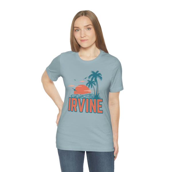 Irvine, California T-Shirt - Retro Palm Tree & Beach Unisex Irvine Shirt