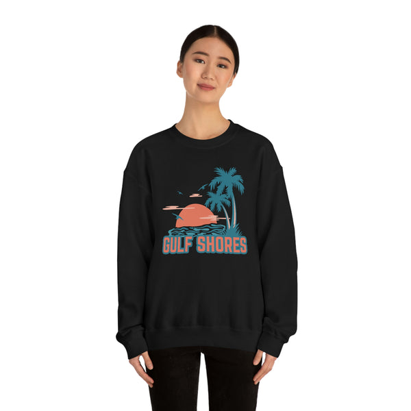 Gulf Shores, Alabama Sweatshirt - Unisex Retro Palm Tree Crewneck Gulf Shores Sweatshirt