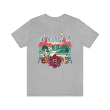 Buy athletic-heather Banff T-Shirt - Retro Mountain / Hippie Style Banff, Canada Shirt