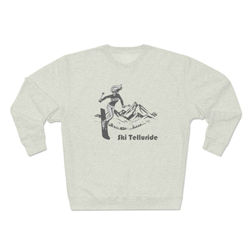 Buy oatmeal-heather Premium Telluride, Colorado Crewneck Sweatshirt - Retro Unisex Sweatshirt