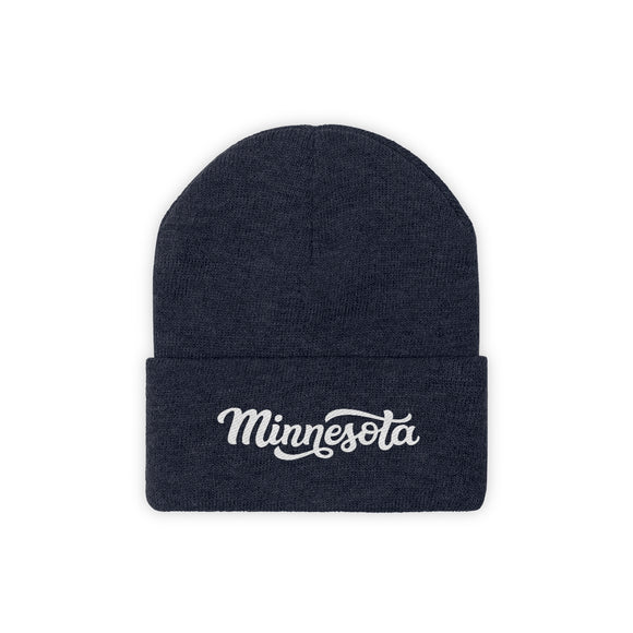Minnesota Beanie - Adult Hand Lettered Embroidered Minnesota Knit Hat