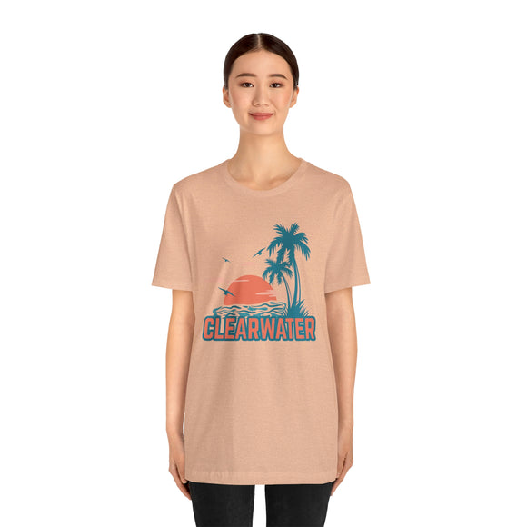 Clearwater, Florida T-Shirt - Retro Palm Tree & Beach Unisex Clearwater Shirt