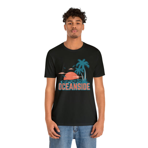 Oceanside, California T-Shirt - Retro Palm Tree & Beach Unisex Oceanside Shirt