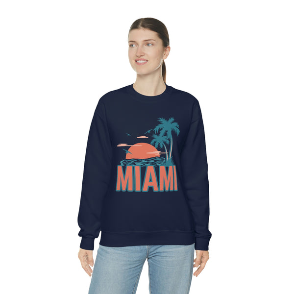 Miami, Florida Sweatshirt - Unisex Retro Palm Tree Crewneck Miami Sweatshirt