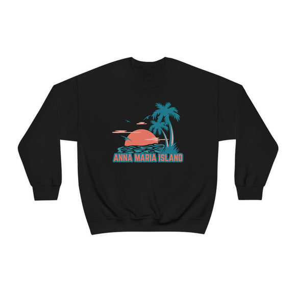 Anna Maria Island, Florida Sweatshirt - Unisex Retro Palm Tree Crewneck Anna Maria Island Sweatshirt