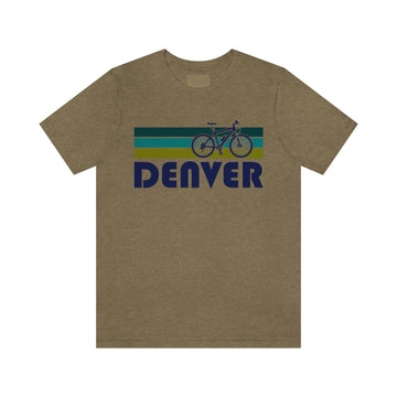 Buy heather-olive Denver T-Shirt - Retro Mountain Bike Adult Unisex Denver, Colorado T Shirt