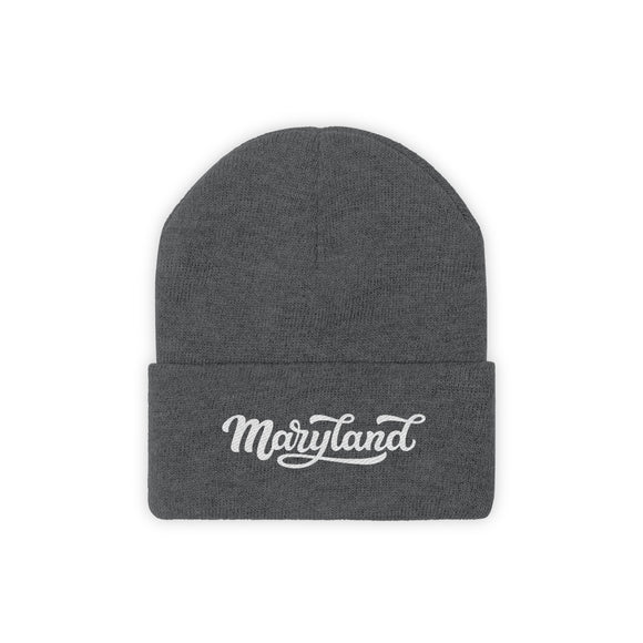 Maryland Beanie - Adult Hand Lettered Embroidered Maryland Knit Hat