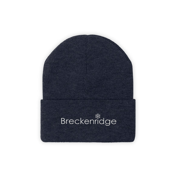 Breckenridge, Colorado Knit Beanie - Adult Embroidered Snowflake Breckenridge Knit Hat