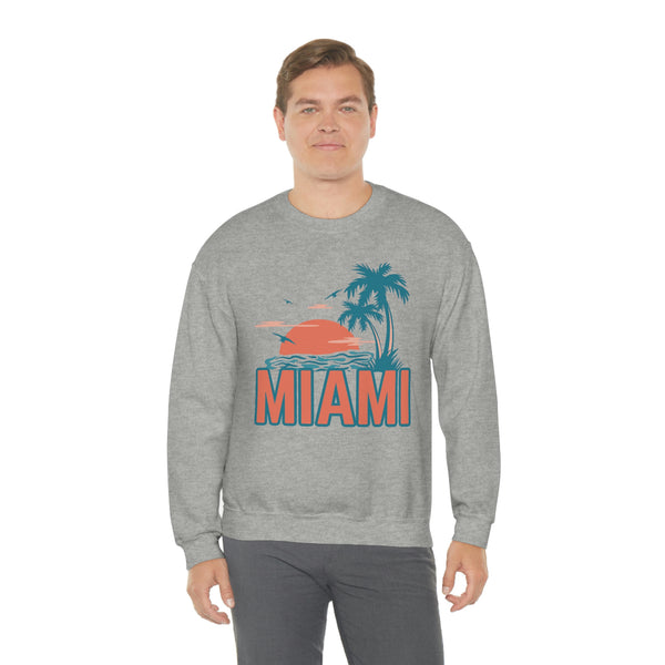Miami, Florida Sweatshirt - Unisex Retro Palm Tree Crewneck Miami Sweatshirt